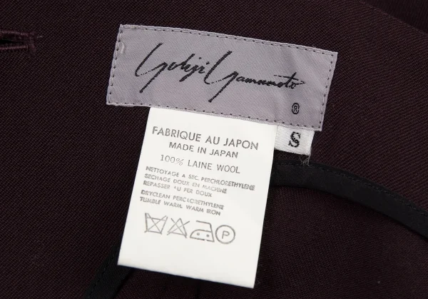 ヨウジヤマモト ファムYohji Yamamoto FEMME ウールギャバ切替デザインエプロンワンピース 紫S K-92349_017