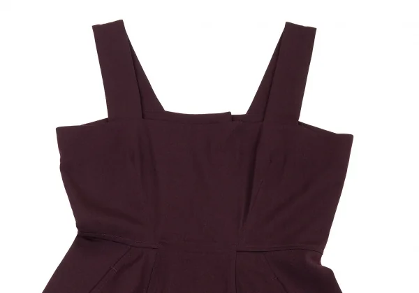 ヨウジヤマモト ファムYohji Yamamoto FEMME ウールギャバ切替デザインエプロンワンピース 紫S K-92349_003