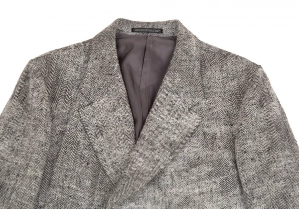 ヨウジヤマモト プールオムYohji Yamamoto POUR HOMME スクラッチヘリンボーンジャケット 白グレー3 K-92361_002