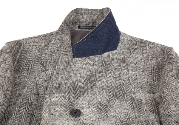 ヨウジヤマモト プールオムYohji Yamamoto POUR HOMME スクラッチヘリンボーンジャケット 白グレー3 K-92361_003