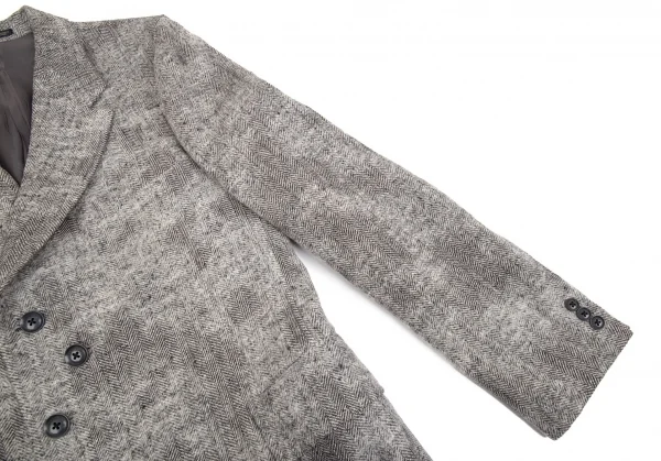 ヨウジヤマモト プールオムYohji Yamamoto POUR HOMME スクラッチヘリンボーンジャケット 白グレー3 K-92361_006