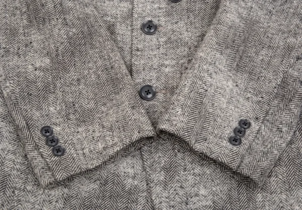 ヨウジヤマモト プールオムYohji Yamamoto POUR HOMME スクラッチヘリンボーンジャケット 白グレー3 K-92361_007