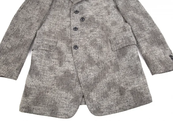 ヨウジヤマモト プールオムYohji Yamamoto POUR HOMME スクラッチヘリンボーンジャケット 白グレー3 K-92361_009