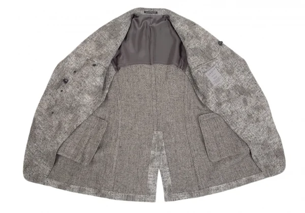 ヨウジヤマモト プールオムYohji Yamamoto POUR HOMME スクラッチヘリンボーンジャケット 白グレー3 K-92361_013
