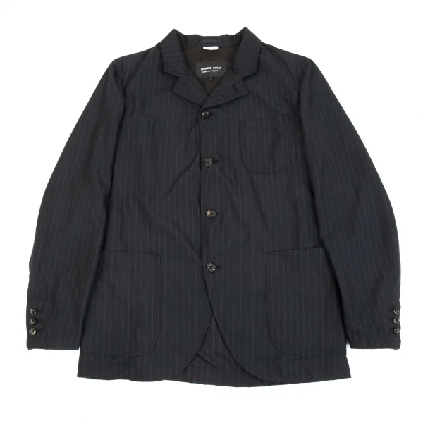 コムデギャルソン オムドゥCOMME des GARCONS HOMME DEUX ポリウールドビー織りストライプジャケット 紺グレーL K-92400_001
