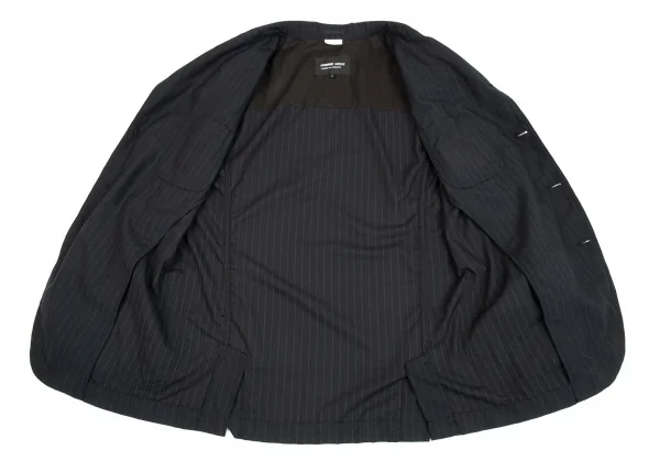 コムデギャルソン オムドゥCOMME des GARCONS HOMME DEUX ポリウールドビー織りストライプジャケット 紺グレーL K-92400_011