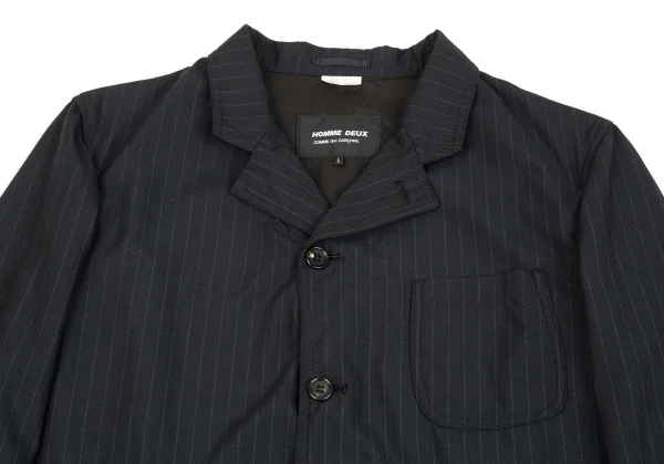 コムデギャルソン オムドゥCOMME des GARCONS HOMME DEUX ポリウールドビー織りストライプジャケット 紺グレーL K-92400_002