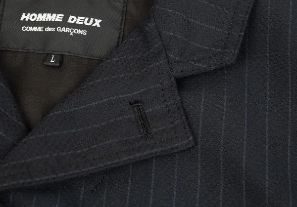 コムデギャルソン オムドゥCOMME des GARCONS HOMME DEUX ポリウールドビー織りストライプジャケット 紺グレーL K-92400_003