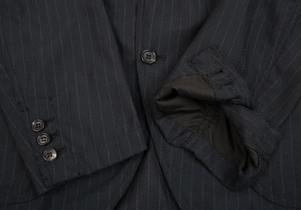 コムデギャルソン オムドゥCOMME des GARCONS HOMME DEUX ポリウールドビー織りストライプジャケット 紺グレーL K-92400_008