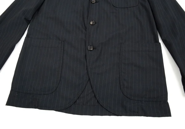 コムデギャルソン オムドゥCOMME des GARCONS HOMME DEUX ポリウールドビー織りストライプジャケット 紺グレーL K-92400_009