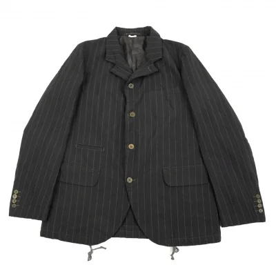 コムデギャルソン オムドゥCOMME des GARCONS HOMME DEUX ポリキュプラ染めドビーストライプジャケット チャコール