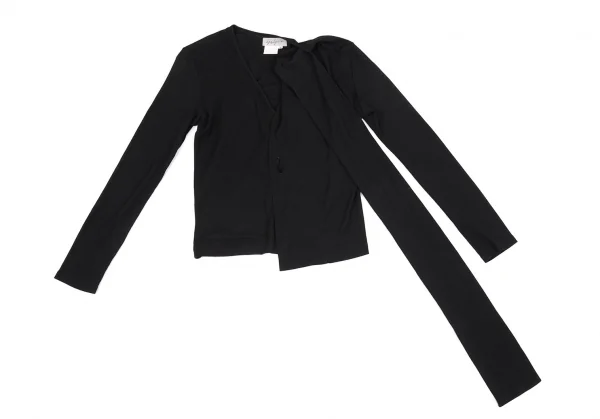 ヨウジヤマモト ファムYohji Yamamoto FEMMEコットンネックデザインボタンレスカーディガン 黒M K-92435_012