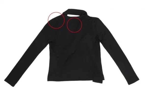 ヨウジヤマモト ファムYohji Yamamoto FEMMEコットンネックデザインボタンレスカーディガン 黒M K-92435_015