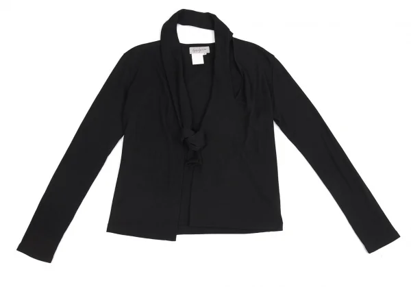 ヨウジヤマモト ファムYohji Yamamoto FEMMEコットンネックデザインボタンレスカーディガン 黒M K-92435_002