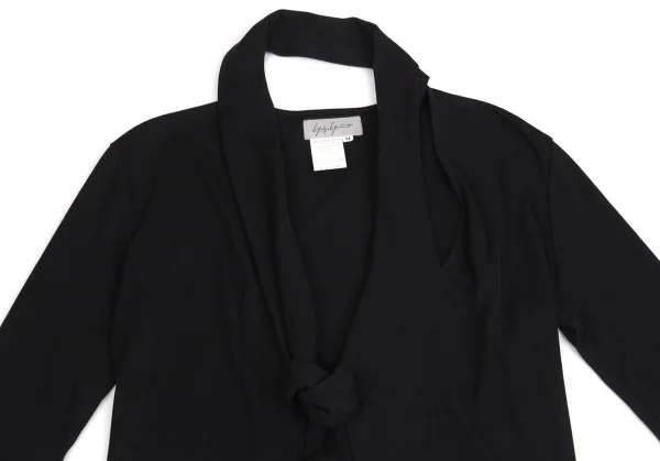 ヨウジヤマモト ファムYohji Yamamoto FEMMEコットンネックデザインボタンレスカーディガン 黒M K-92435_003