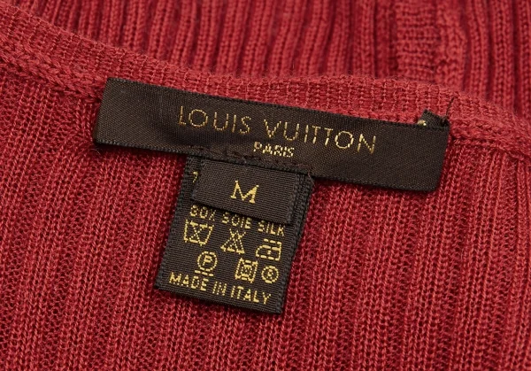 ルイヴィトンLouis Vuitton シルクラッフルリブニットカーディガン 赤M K-92487_015