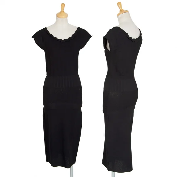 シャネルCHANEL ジグザグニット切替ノースリーブワンピース 黒34 K-92490_001