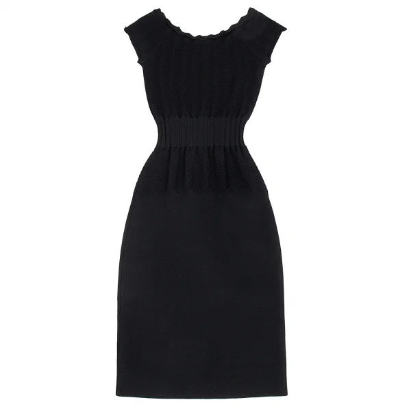 シャネルCHANEL ジグザグニット切替ノースリーブワンピース 黒34 K-92490_012