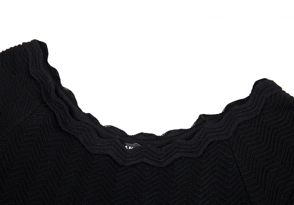 シャネルCHANEL ジグザグニット切替ノースリーブワンピース 黒34 K-92490_004