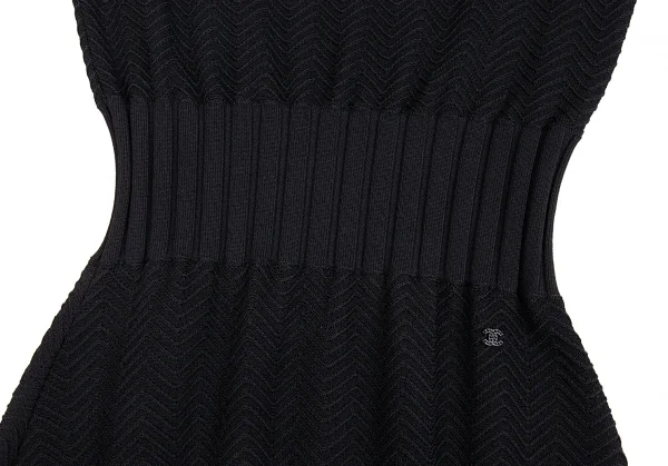 シャネルCHANEL ジグザグニット切替ノースリーブワンピース 黒34 K-92490_007