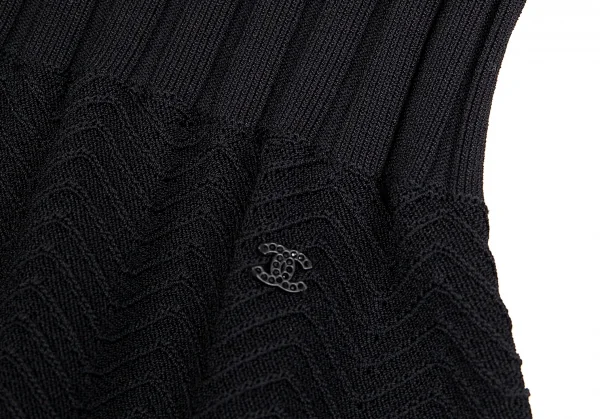 シャネルCHANEL ジグザグニット切替ノースリーブワンピース 黒34 K-92490_008
