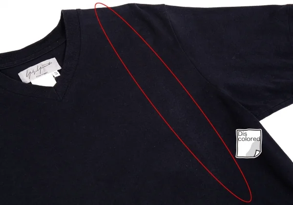 ヨウジヤマモト プールオムYohji Yamamoto POUR HOMME サイドタグVネックTシャツ 紺3 K-92510_003