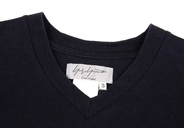 ヨウジヤマモト プールオムYohji Yamamoto POUR HOMME サイドタグVネックTシャツ 紺3 K-92510_004