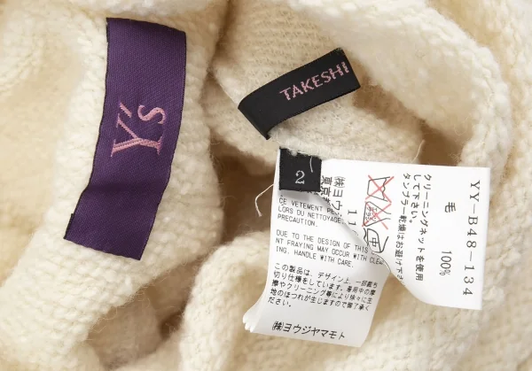 タケシコウサカバイ ワイズ ピンクレーベルTAKESHI KOSAKA by Y's Pink Label ハイネックタックスリーブウールニット クリーム2 K-92521_019