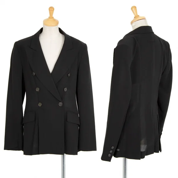 ジャンポールゴルチエ クラシックJean Paul GAULTIER CLASSIQUE ウール裾プリーツダブルジャケット 黒40 K-92559_001