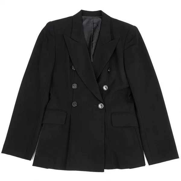 ジャンポールゴルチエ クラシックJean Paul GAULTIER CLASSIQUE ウール裾プリーツダブルジャケット 黒40 K-92559_002