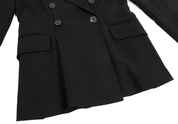ジャンポールゴルチエ クラシックJean Paul GAULTIER CLASSIQUE ウール裾プリーツダブルジャケット 黒40 K-92559_008