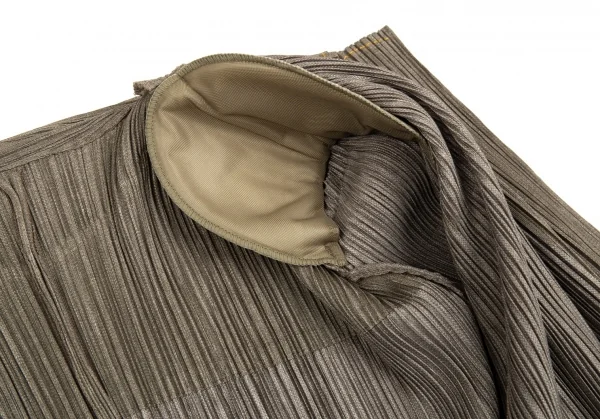 プリーツプリーズPLEATS PLEASE ステッチデザインメタルボタンジャケット カーキ4 K-92569_014