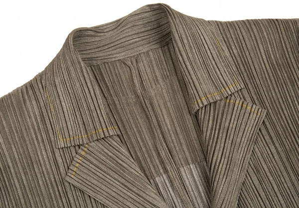 プリーツプリーズPLEATS PLEASE ステッチデザインメタルボタンジャケット カーキ4 K-92569_004