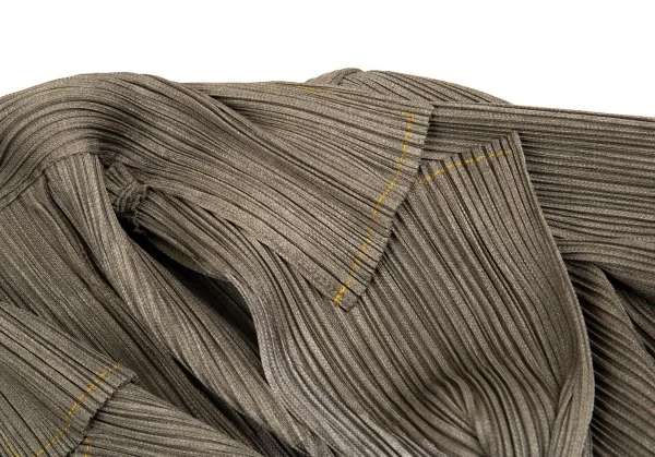 プリーツプリーズPLEATS PLEASE ステッチデザインメタルボタンジャケット カーキ4 K-92569_005