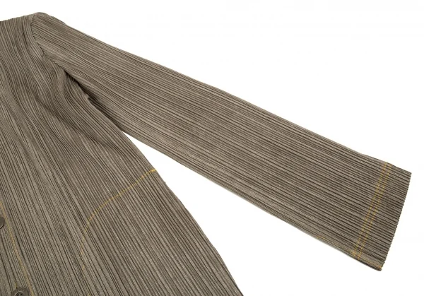 プリーツプリーズPLEATS PLEASE ステッチデザインメタルボタンジャケット カーキ4 K-92569_008