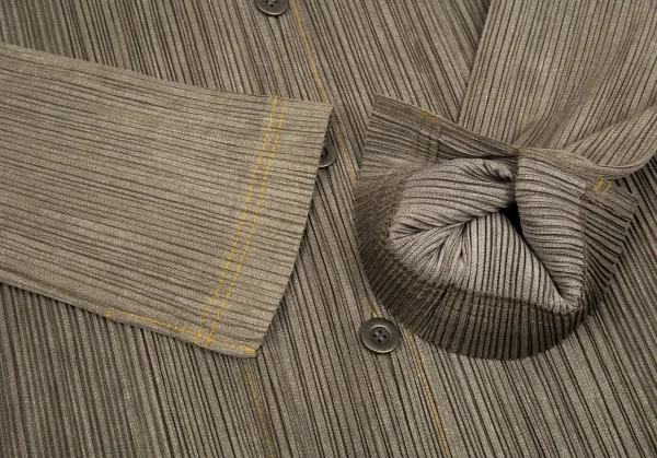 プリーツプリーズPLEATS PLEASE ステッチデザインメタルボタンジャケット カーキ4 K-92569_009