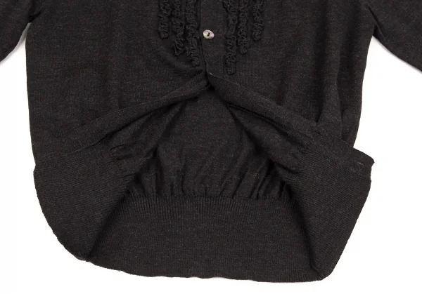 ジャンポールゴルチエ マイユJean Paul GAULTIER MAILLE ギャザー装飾ハイネックカーディガン チャコールM位 K-92582_010