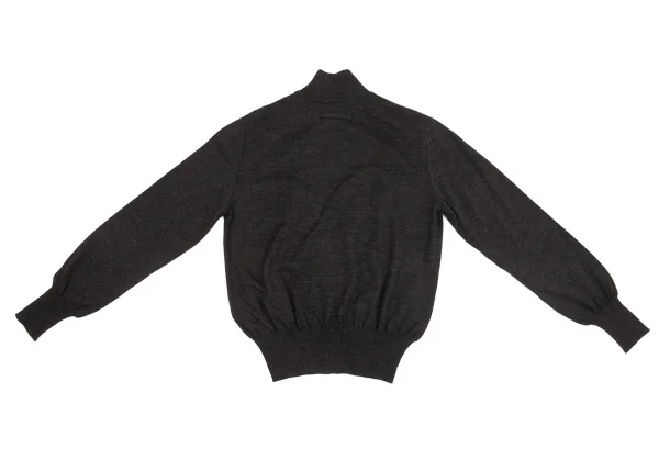 ジャンポールゴルチエ マイユJean Paul GAULTIER MAILLE ギャザー装飾ハイネックカーディガン チャコールM位 K-92582_011