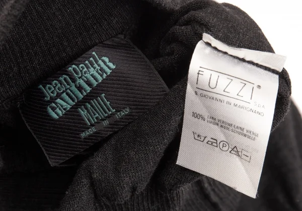 ジャンポールゴルチエ マイユJean Paul GAULTIER MAILLE ギャザー装飾ハイネックカーディガン チャコールM位 K-92582_014