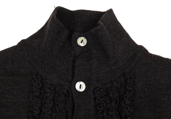 ジャンポールゴルチエ マイユJean Paul GAULTIER MAILLE ギャザー装飾ハイネックカーディガン チャコールM位 K-92582_004