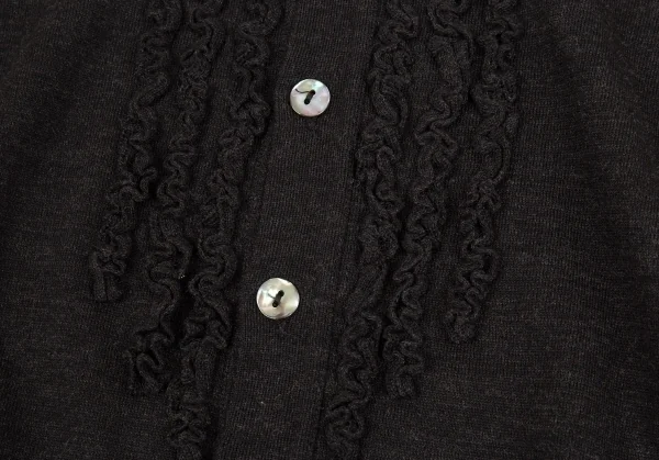 ジャンポールゴルチエ マイユJean Paul GAULTIER MAILLE ギャザー装飾ハイネックカーディガン チャコールM位 K-92582_006