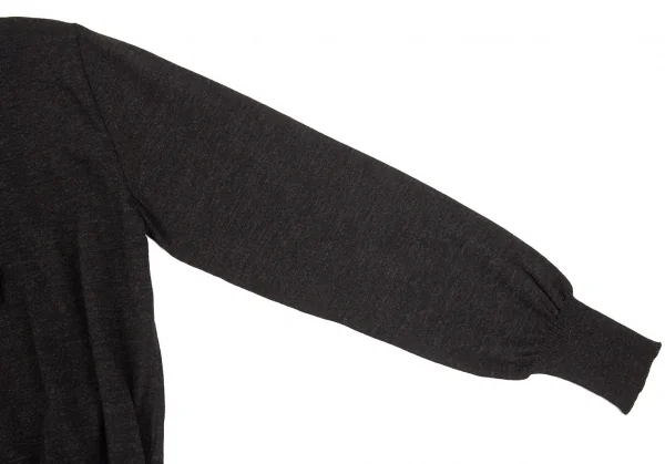 ジャンポールゴルチエ マイユJean Paul GAULTIER MAILLE ギャザー装飾ハイネックカーディガン チャコールM位 K-92582_007