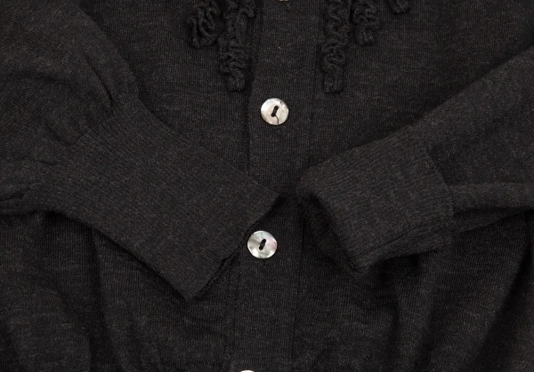 ジャンポールゴルチエ マイユJean Paul GAULTIER MAILLE ギャザー装飾ハイネックカーディガン チャコールM位 K-92582_008
