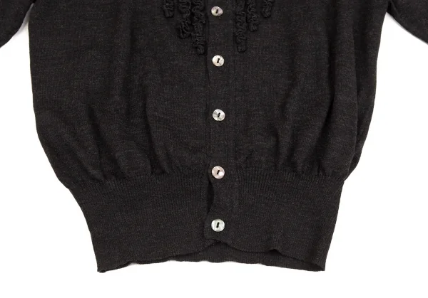 ジャンポールゴルチエ マイユJean Paul GAULTIER MAILLE ギャザー装飾ハイネックカーディガン チャコールM位 K-92582_009
