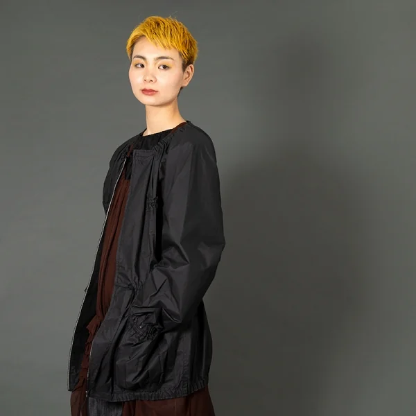 ジャンポールゴルチエ ファムJean Paul GAULTIER FEMME コットンナイロンギャザージャケット 黒40 K-92584_015