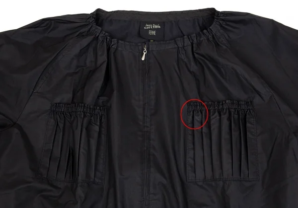 ジャンポールゴルチエ ファムJean Paul GAULTIER FEMME コットンナイロンギャザージャケット 黒40 K-92584_003