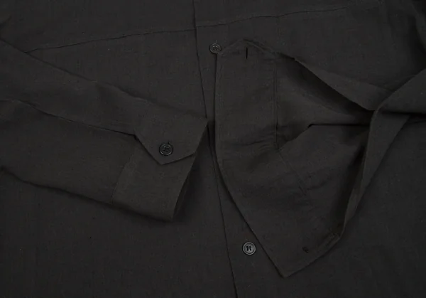 ヨウジヤマモト プールオムYohji Yamamoto POUR HOMME リネンコットン襟切替ボタンシャツ グレー4 K-92602_011