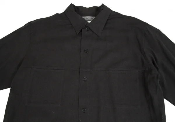 ヨウジヤマモト プールオムYohji Yamamoto POUR HOMME リネンコットン襟切替ボタンシャツ グレー4 K-92602_002