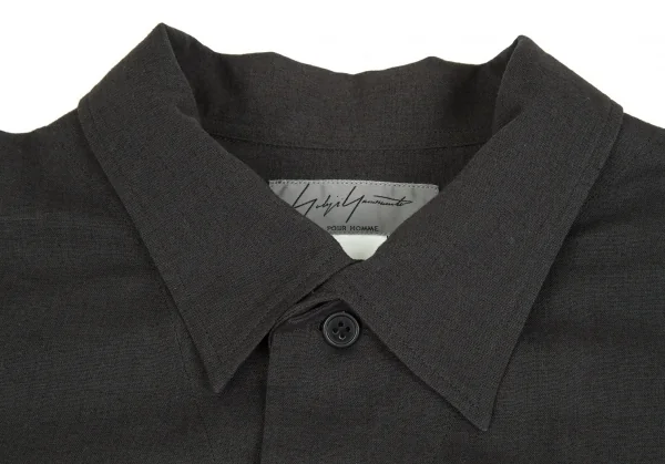 ヨウジヤマモト プールオムYohji Yamamoto POUR HOMME リネンコットン襟切替ボタンシャツ グレー4 K-92602_003