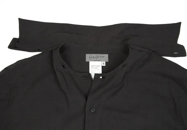 ヨウジヤマモト プールオムYohji Yamamoto POUR HOMME リネンコットン襟切替ボタンシャツ グレー4 K-92602_007